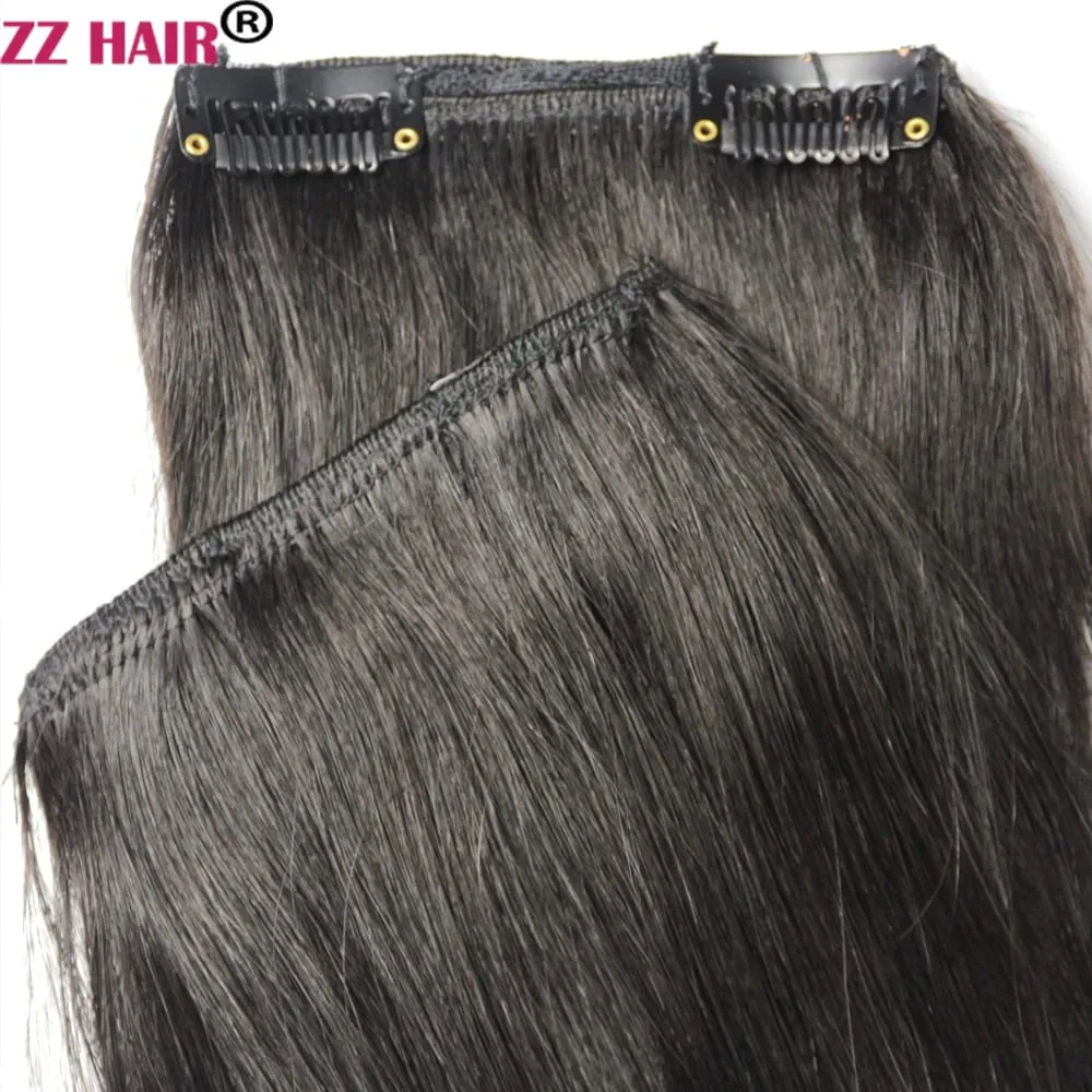 קליפס-אין 100% ברזילאי אנושי תוספות שיער 16"-28" שלוש חתיכות 3 יחידות סט 100 גרם-200 גרם 1x25 2x10 טבעי ישר