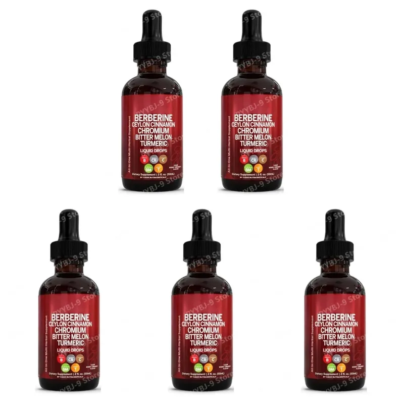 Berberine Chromium Turmeric Ginseng Liquid Drops 60ml Organic Herbal Supplement Pang-araw-araw na Wellness Balance Support para sa Matanda