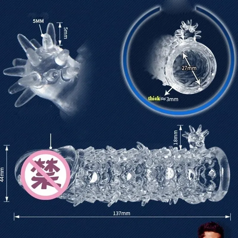 4 Types Thicken Penis Enlarge Sleeve Reusable Condom Cock Extender Delay Ejaculation Sex Toys for Men Intimate Goods