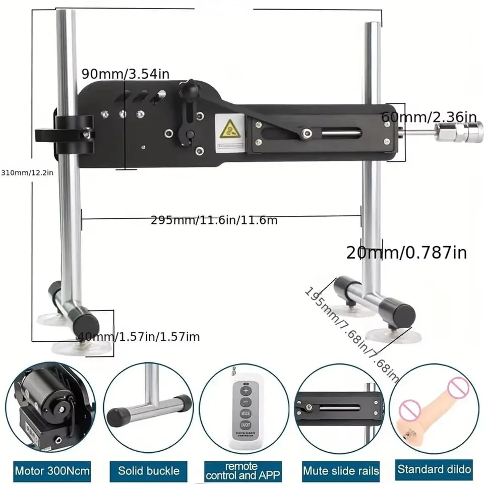 Fredorch Wireless Sex Machine for Women Masturbation Machine 70W Power Mute Sex Toy with Dildo Masturbator 3-9CM Stroke Love Ma
