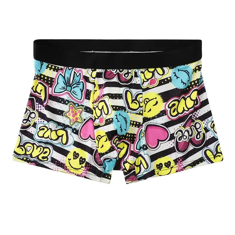5PCS Random Men's Breathable Boxer Underwear with Colorful Graffiti Patterns Elastic Waistband Trendy and Fashionable Underwear