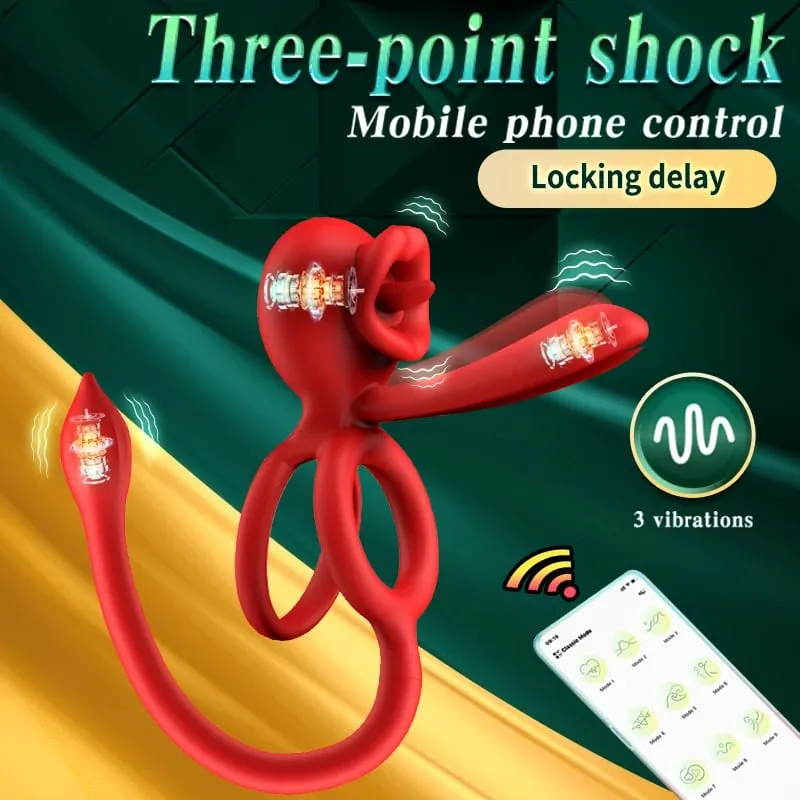 Vibrating Cock Ring App Control Penis Ring Vibrator with Vibrating Butt Plug 9 Vibration Modes Couples Sex Toy Clit Stimulator