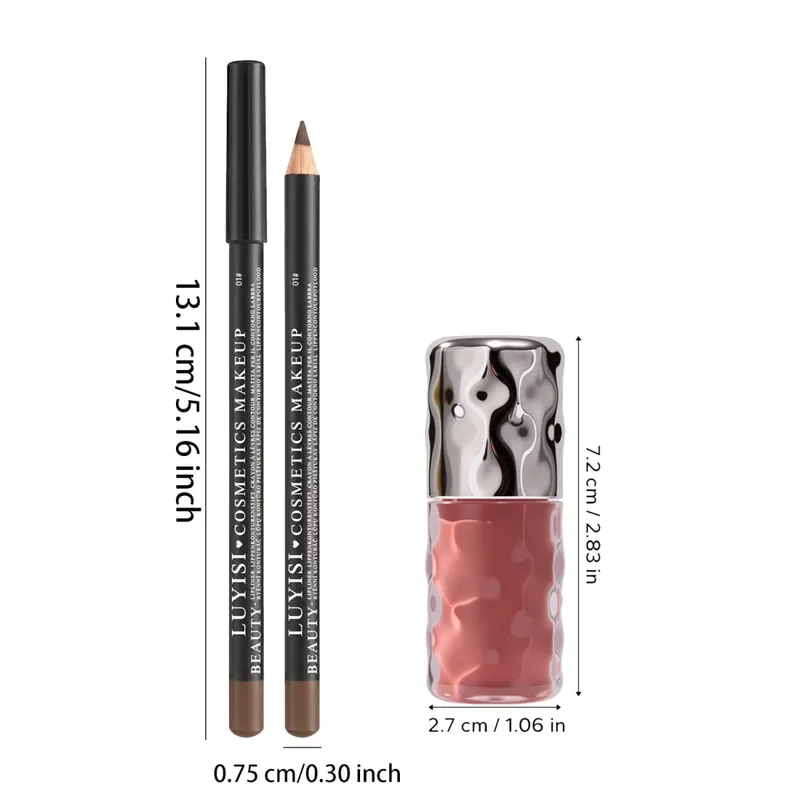 Σετ γαλακτοκομικών χειλιών-1 τμχ Matte Lip Liner+1 τμχ Hydrating Lip Gloss Ποικιλία χρώματος Velvet Definition & Glassy Shine Nourishing Formula