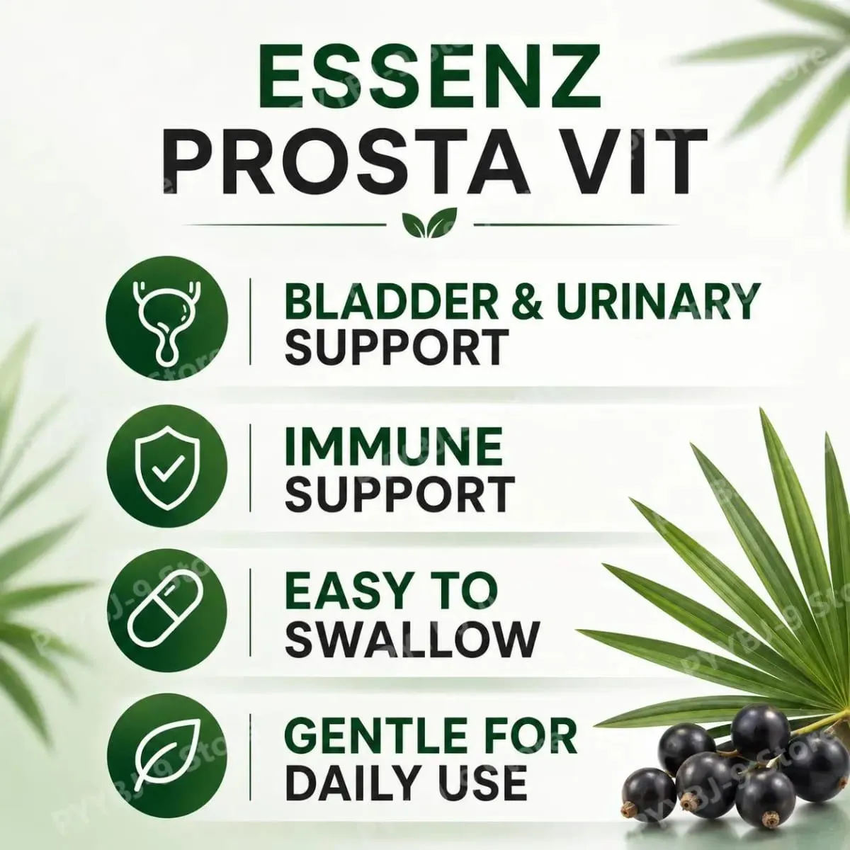 Googeer Prosta Vit Essenz Capsules para sa Mga Lalaki Pantog at Urinary Tract Health Support na may Zinc Vitamin B6 Saw Palmetto 60 Count