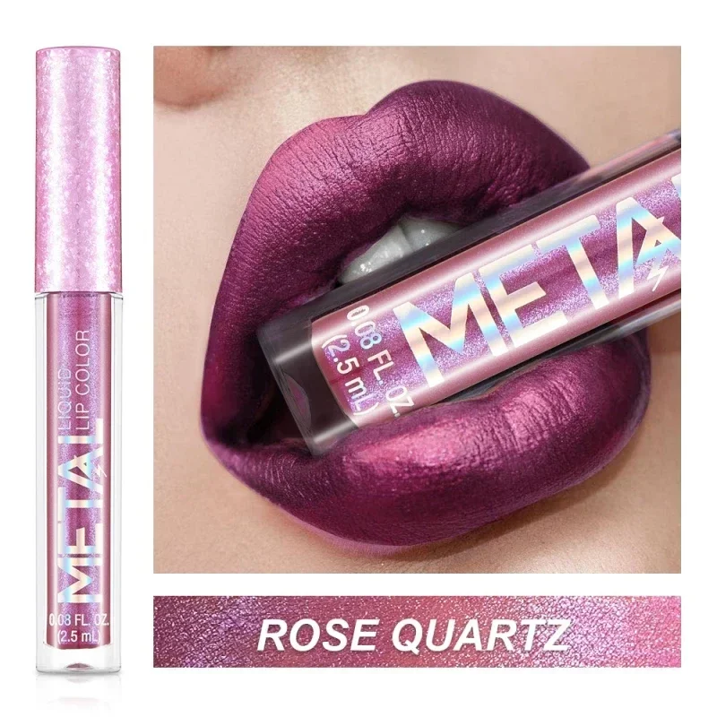 Lipstik Cair Matte Metalik Tahan Air Tahan Lama Antilengket Matte Berkilau Lip Gloss Makeup Bibir Wanita 12 Warna