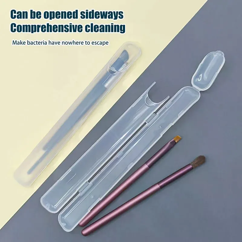 1 ST Bärbar Transparent Sminkborste Förvaringslåda med lock Ögonbryn Penna Sminkborstar Organizer Ätpinnefodral Skönhetsverktyg