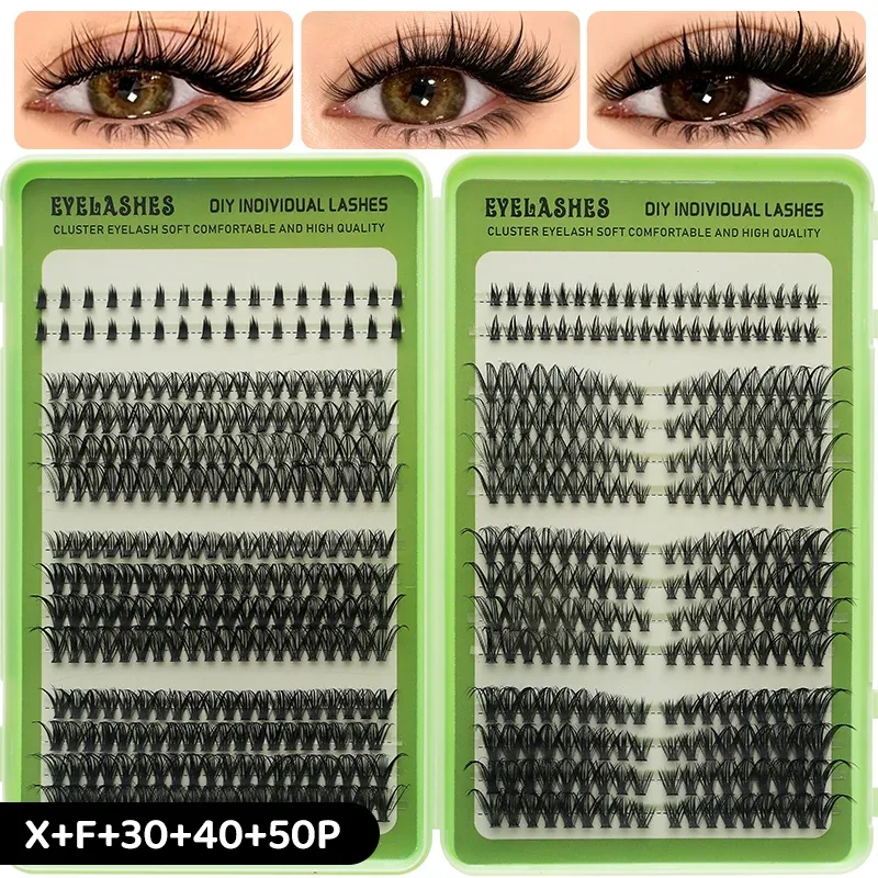 DIY Manga Spiky Cluster szempillahosszabbítások Természetes Mega Volume Egyedi Előre Vágott Szegmentált Szempillák Otthoni Szemsminkhez