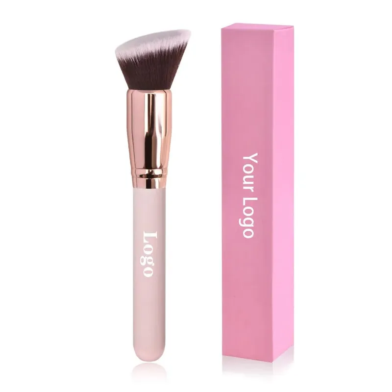 Gratis Label Pribadi Kuas Rias Foundation Loose Powder Concealer Blending Brush Pink Alat Rias Kecantikan Grosir Massal 10pcs