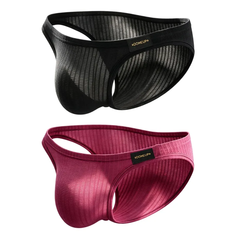 Men's Underwear Ribbed Texture Mens Brief Nylon Elastane Underpants Lightweight Thin Comfortable Male Triangle Underwear M‑XXL