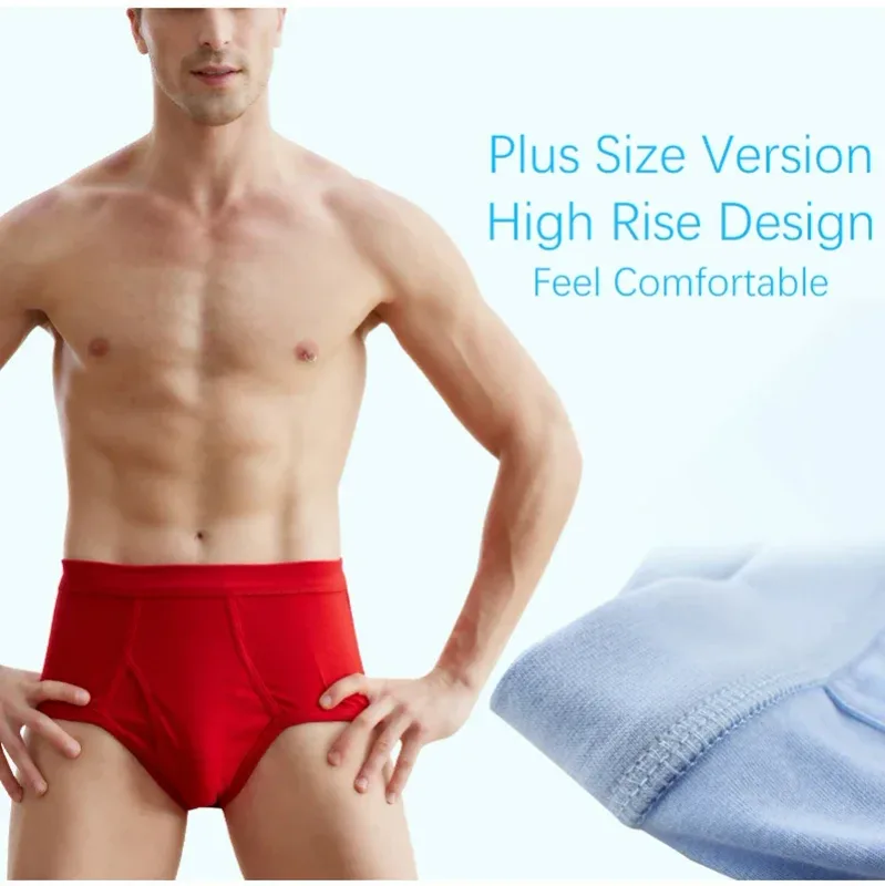 Solid Color Fat Plus Size Men's Underwear Mens Underpants 100% Cotton Comfortable Breathable Loose Large Size Men Briefs Panties