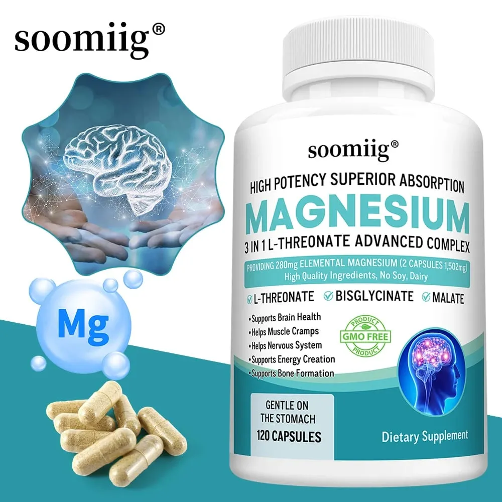 L-Threonate+Glycinate+Malate Magnesium - Βελτιώνει την ποιότητα του ύπνου Υποστηρίζει τη μνήμη και τη γνωστική λειτουργία Προωθεί την υγεία του εγκεφάλου