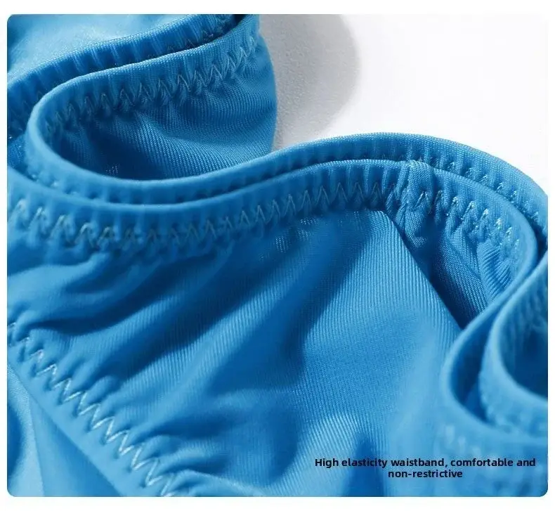 Men's Ice Silk Briefs Sexy Low-Rise U-Pouch Underwear Summer Ultra-Thin Breathable Smooth Panties Quick-Dry Cool Swimming Briefs