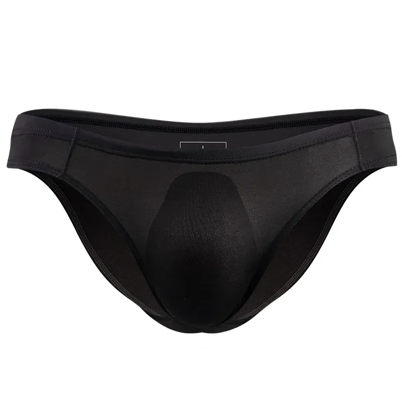 2PCS Men's Underpants Ice Silk Breathable Sexy Thin U Convex Transparent One Piece Low Waist Triangle Shorts Head