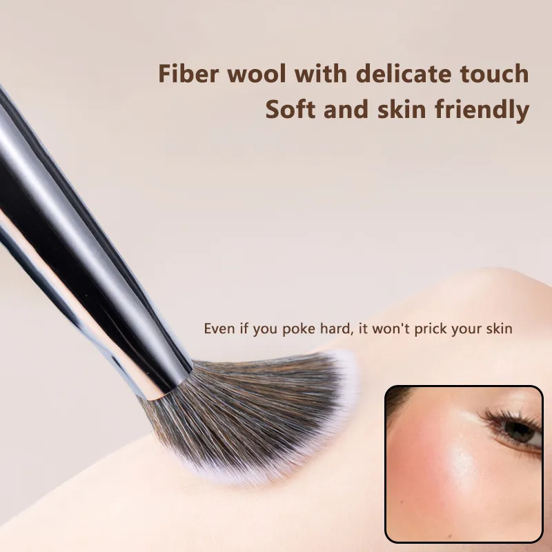 Lereng Kuas Perona Pipi Sintetis Lembut Perona Pipi Pematung Kuas Rias Kecil Tepat untuk Bedak Gloss Tinggi Alat Kosmetik Kecantikan Wanita.