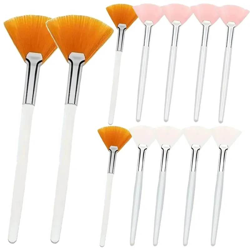 3/6/12pcs Praktikal na Facial Brushes Fan Shape Brush Flat Head Face Mask Applicator Soft Portable Mask Brushes Mga Cosmetic Tool — image 18