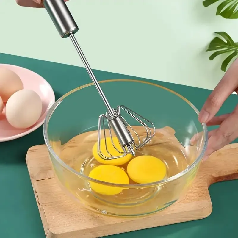 Félautomata tojáshabverő 304 rozsdamentes acél tojáshabverő kézi kézi mixer önforgató tojáskeverő konyhai tartozékok Tojásszerszámok