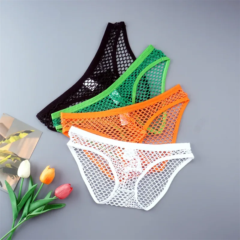 Sexy Man Fishnet Mesh Underwear See Through Male Briefs Breathable and Comfortable High Quality Low Waist Panties