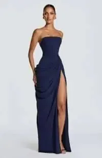 Sexy Solid Pleated Halter Women's Dress Fashion Sleeveless Backless Waist-cinching Split Maxi Dresses 2026 Summer Party Gowns