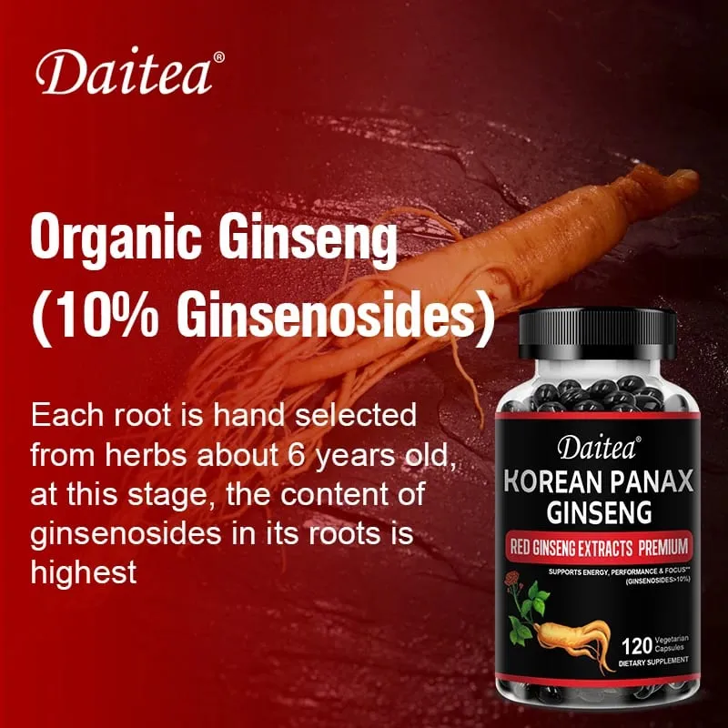 Korean Red Ginseng Capsules-1000 Mg Pinapalakas ang Energy Endurance Athletic Performance at Muscle Strength Supports Immune Health