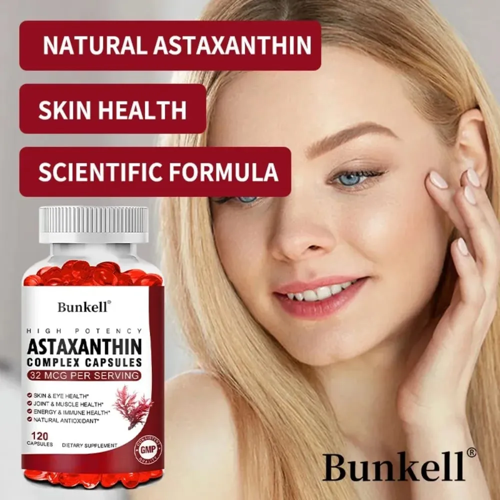 Astaxanthin Complex Capsules - with Fish Oil Antioxidant Supports Vision Eye and Skin Muscle Joint and Immune Health