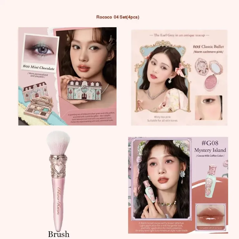 Flower Knows Strawberry Rococo Σετ Μακιγιάζ Glitter Matte Eyeshadow Palette Blusher Power Velvet Κιτ κραγιόν Σετ αρωμάτων