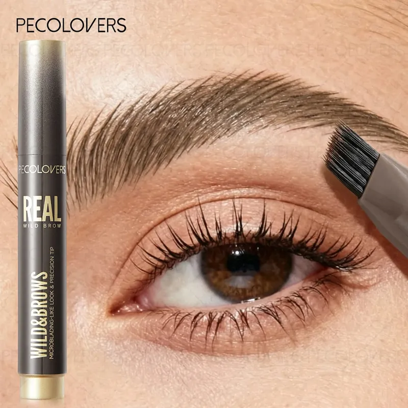 2PCS/SET 3D Wild Waterproof at Sweatproof Eyebrow Pencil at eyebrow Razor Mult Split Tip Eyebrows Pen Eyebrow Portable para sa Paglalakbay