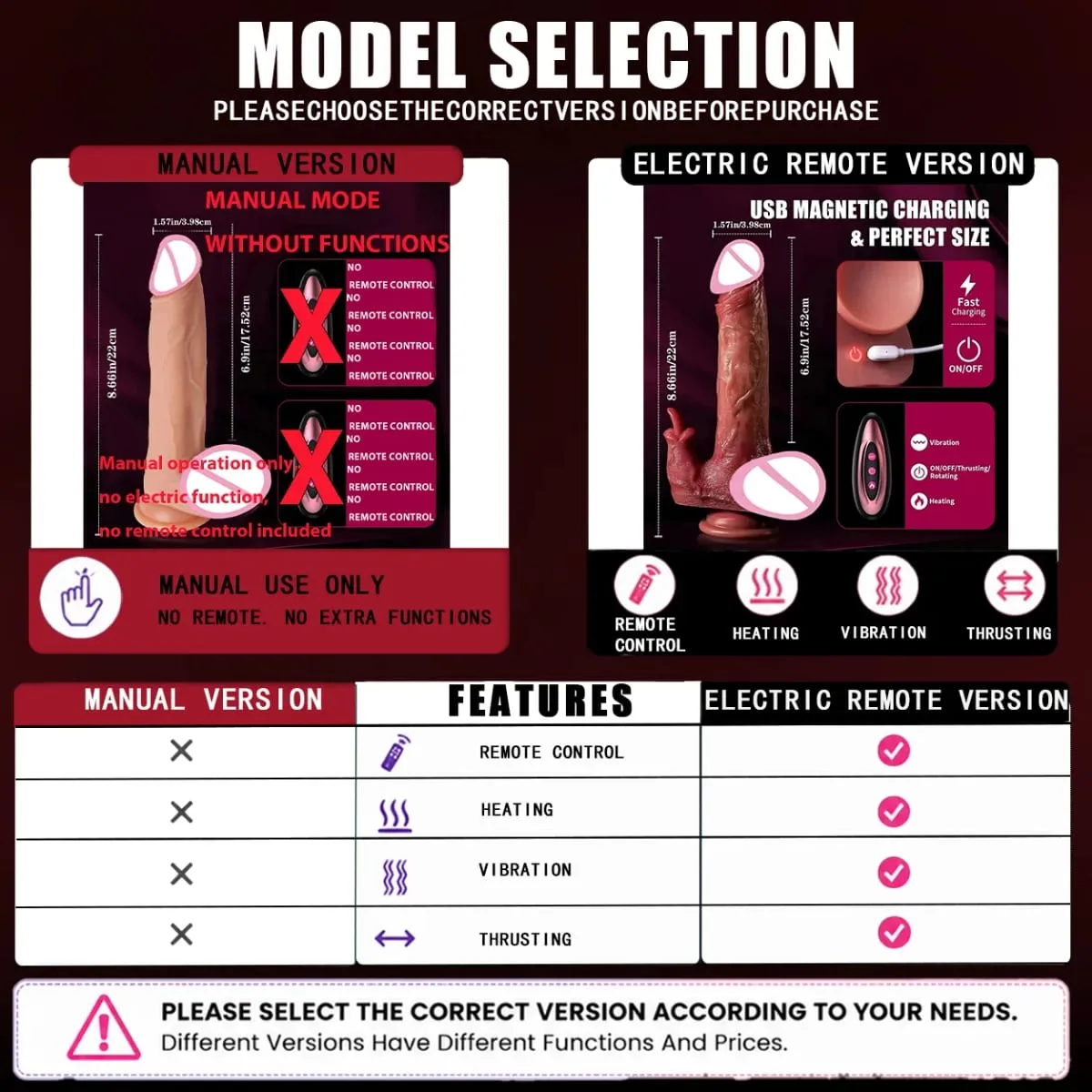 Dildo - Dildo -9-Inch Telescopic Silicone Vibrating Massager for Couples 10 Modes Erotic Massage Toy Safe Discreet Female Partner Pleasure
