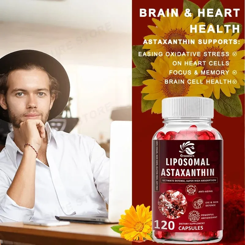 24 MG Liposomal Astaxanthin Capsule - Paginhawahin ang Pagkapagod sa Mata Pagbutihin ang Sensitibong Balat Ibalik ang Muscle Function Pagandahin ang Immunity