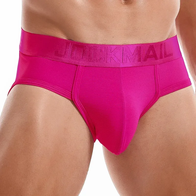Jockmail Mens Underwear Briefs Mesh Breathable Sports Fitness Shorts Solid Color Sexy Low-rise Lingeries for Extreme Panties