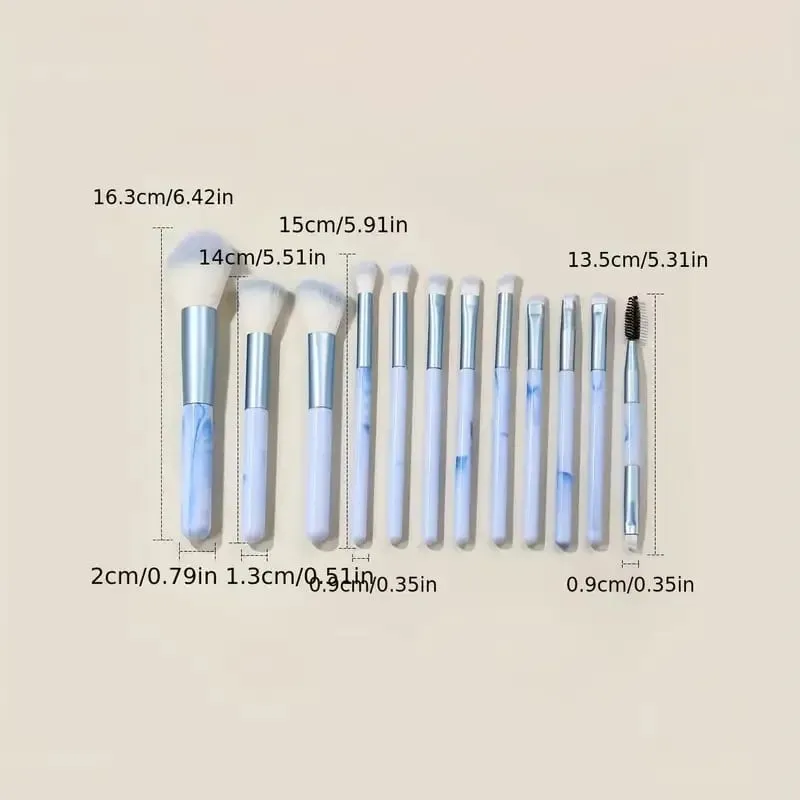 Σετ πινέλων μακιγιάζ 12 τμχ Blue Foundation Concealer Blush Powder Eye Shadow Kabuki Blending Cosmetic Soft Fluffy Female Makeup Tool