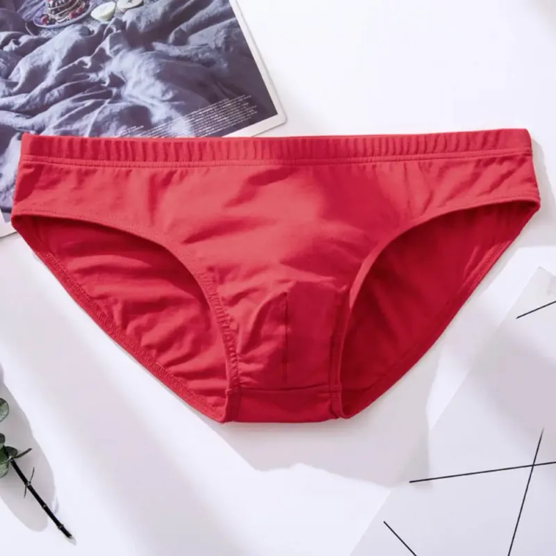Cotton Briefs Adult Man Briefs Stretchy Breathable Solid Color Male Underwear Low Waist Cotton Underpants Plus Size Men Cotto