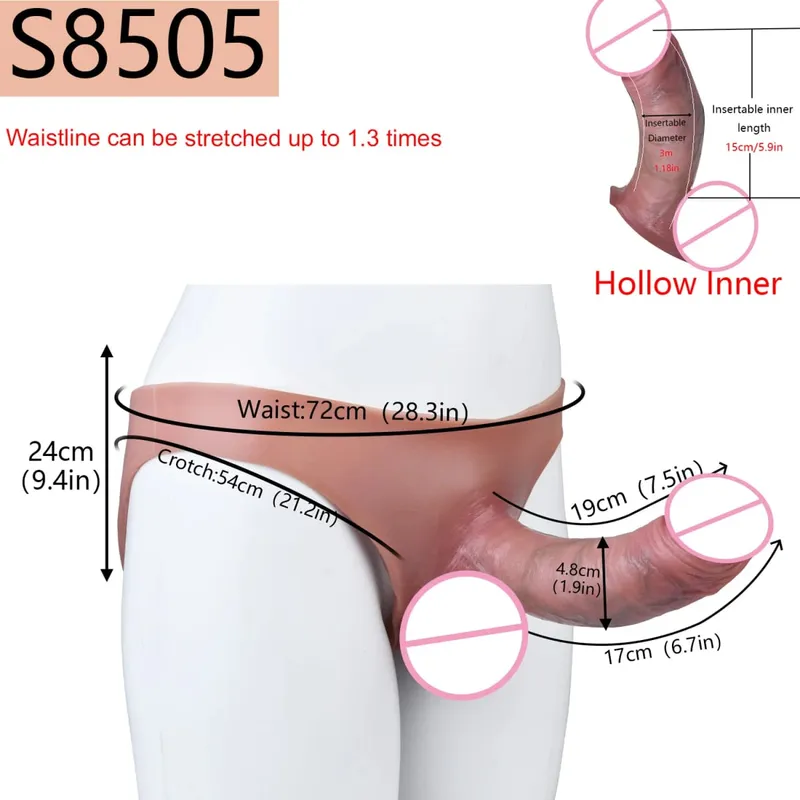 Thick Hollow Dildo Male Strap-On Huge Hollow Dildo Dick Extender Silicone Realistic Large Penis Sex Toy For Couples Sex