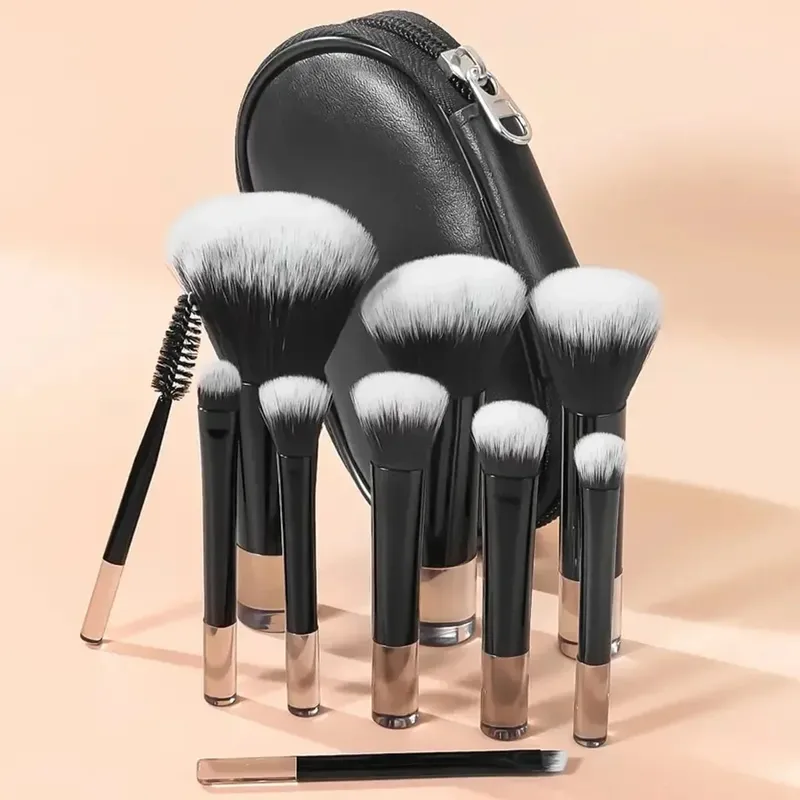 10 τμχ πινέλα μακιγιάζ σετ με τσάντα Cosmetic Eye Shadow Foundation Loose Powder Blush Detail Brush Blending Beauty Make Up Tools