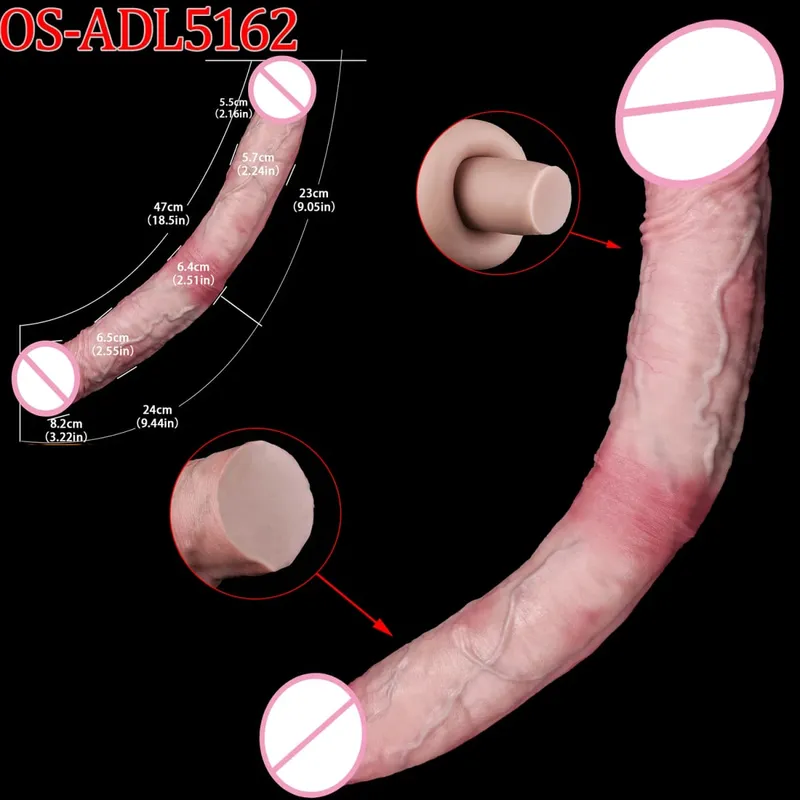 47cm Realistic Long Dildos Double Head Anal Vaginal Stimulator Sex Toy With Sucker For Lesbian Couples Gay Men Adult Tools