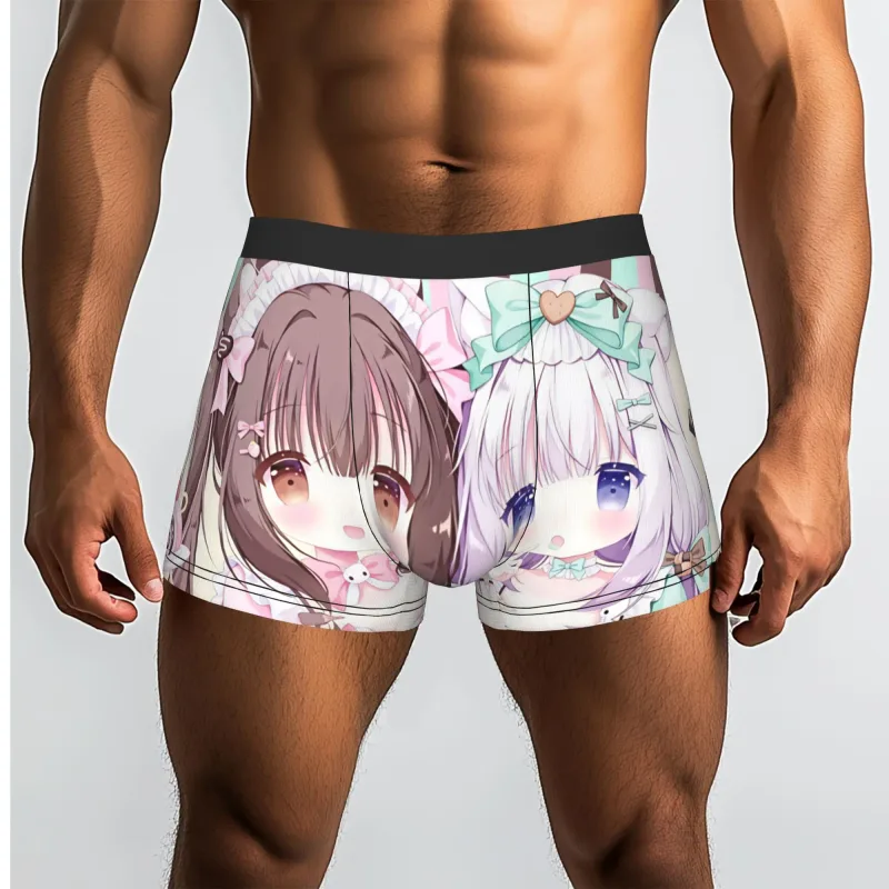 Anime N-Nekopara Chocola Vanilla Underwear Men Printed Game Boxer Briefs Shorts Panties Soft Underpants