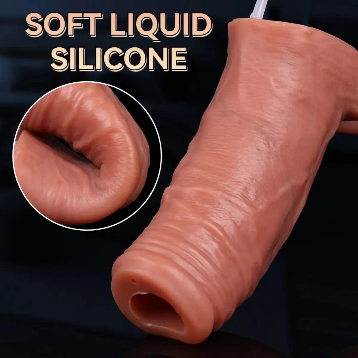 Male Ejaculation Cock Ring Sleeve Reusable Water Spray Penis Enlargement Extender Silicone Dildo Sex Toys for Men Condom Couple
