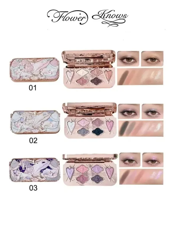 Flower Knows Knight Unicorn 10 τμχ Πλήρες σετ μακιγιάζ Eyeshadow Blush Lipstick Loose Powder Lip Liner Mirror Κουτί δώρου