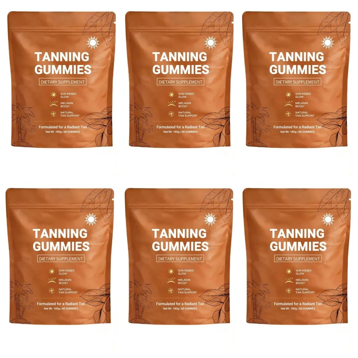 Tanning Gummies para sa Babae Walang Sunless Bronzing Glow Support Vegan Sugar-Free Non-GMO Astaxanthin at Lycopene 60 Count