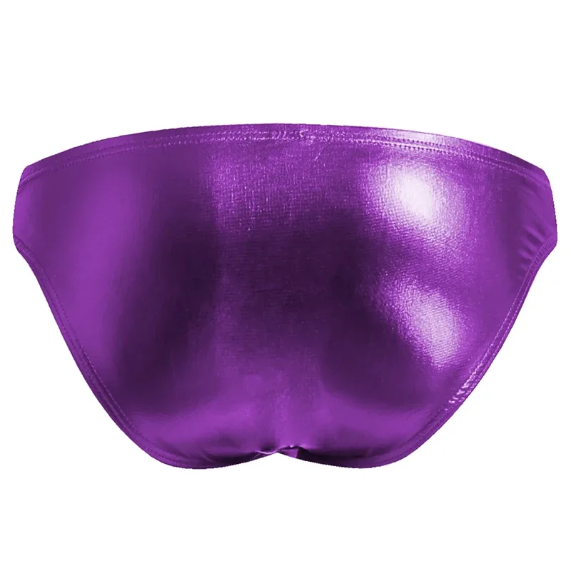 Men's Fashion Low Waist Imitation Leather Briefs with U Convex Pouch Sexy Underwear Lingerie 3PCS/2PCS/1PC Set