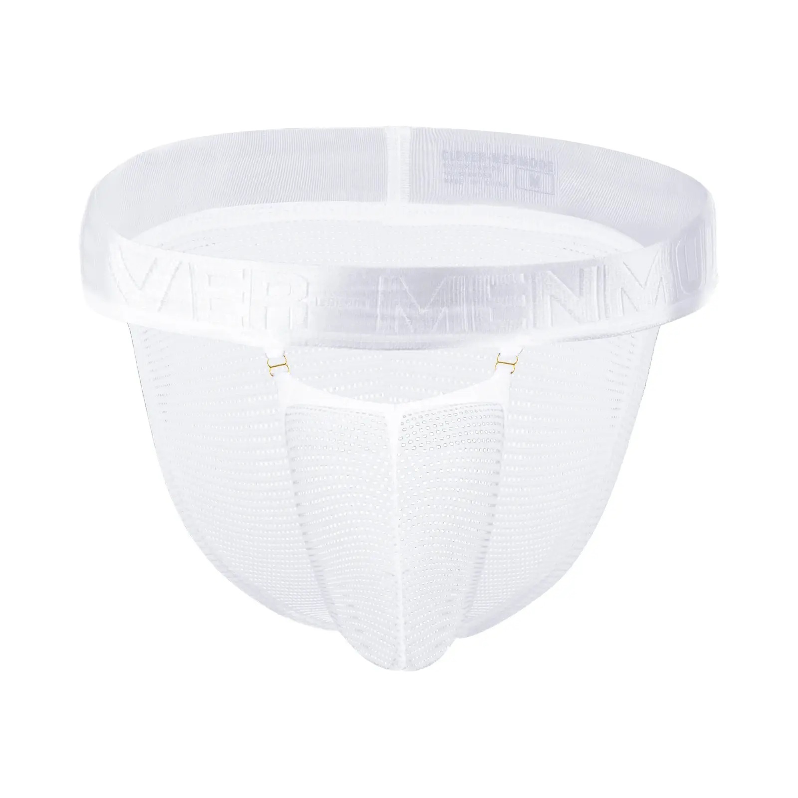 Briefs Men Underwear Hollow Pouch Mesh Underpants Man High-cut Wide Waistband Brief Metal Buckle Decor
