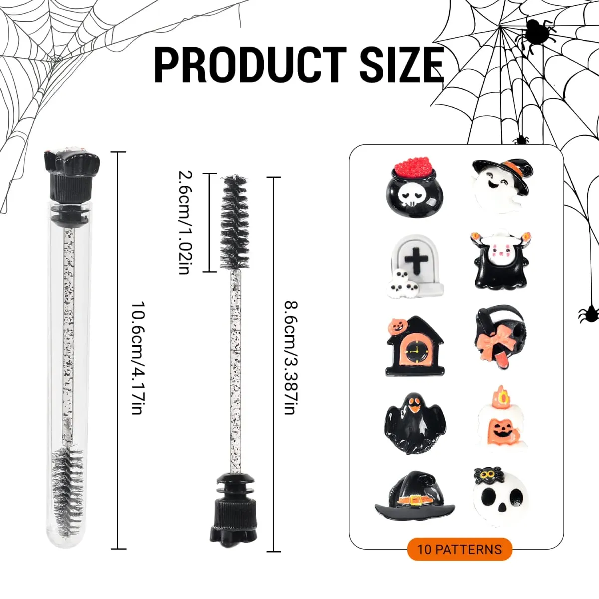 20Pcs Halloween Eyelash Spoolies Mascara Wands para sa Mga Extension Spooky Skull Pumpkin Gothic Eyebrow Brushes Lash Tech Supplies Gif