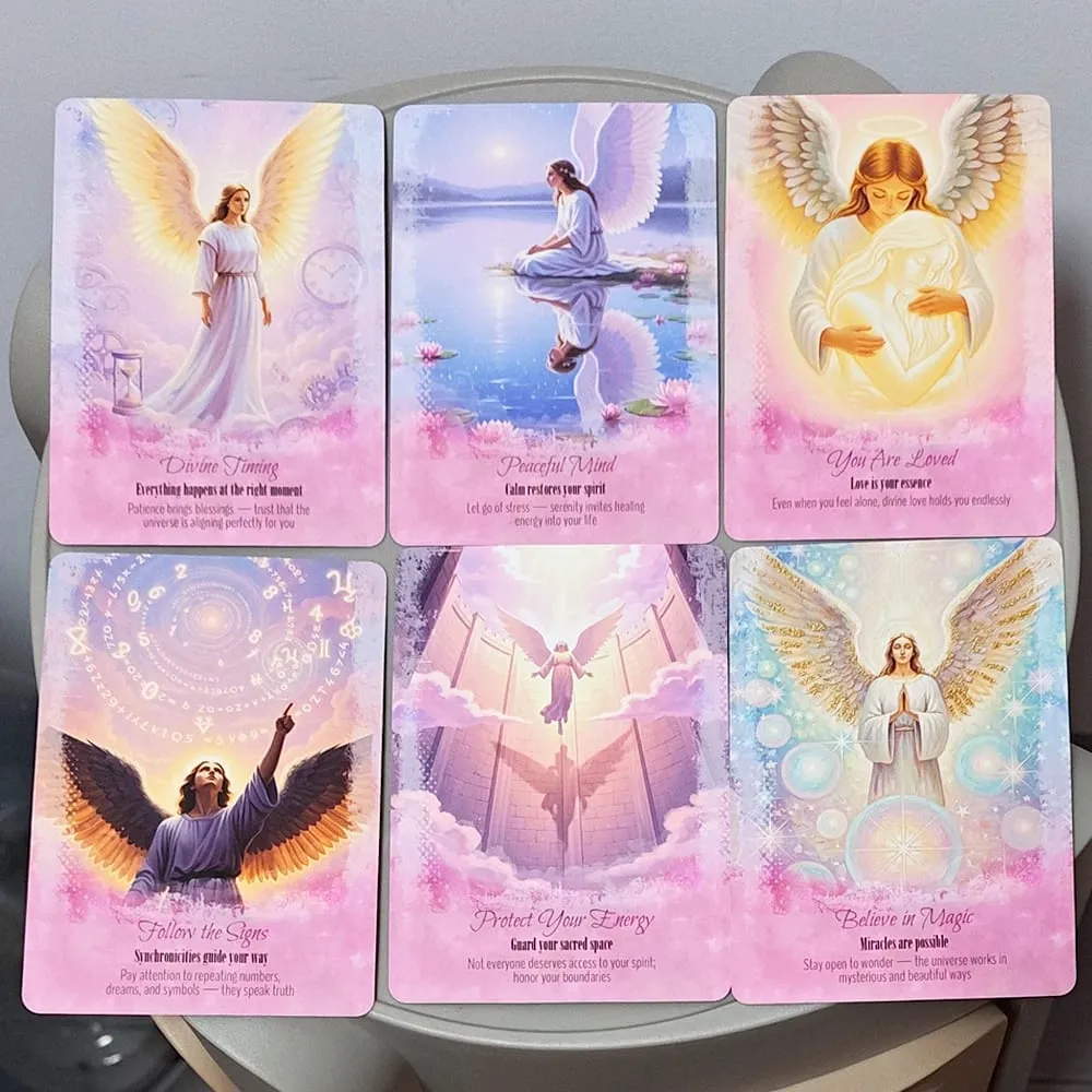 Angels Guidance Oracle Deck - 11.5*8 ס"מ 44 כרטיסים עם ספר הדרכה כרטיסי חיזוי מעוררי השראה בקופסת פח לצמיחה רוחנית