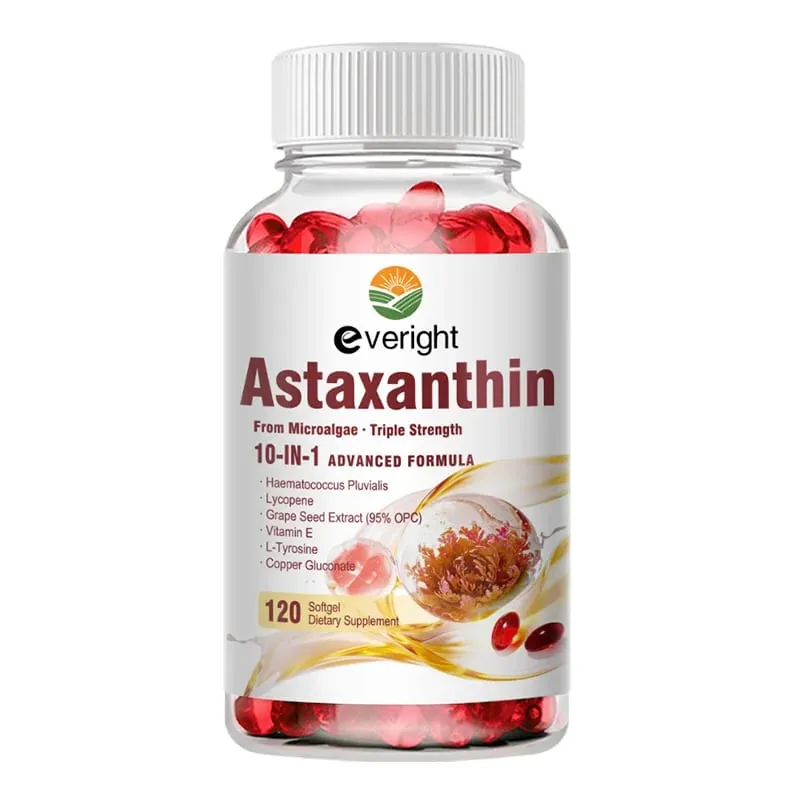 Astaxanthin 24mg – Potent Antioxidant for Skin Eyes & Immune Health – 10-in-1 with Lycopene Grape Seed Vitamin E & Zinc