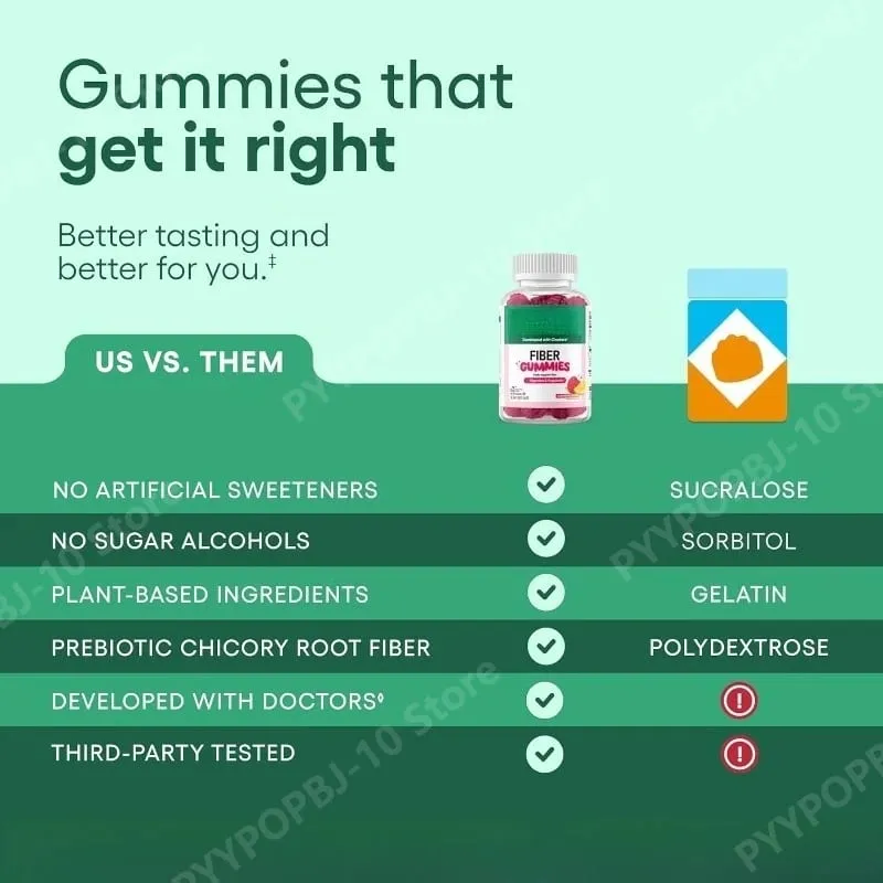 Fiber Gummies Digestive Health Regularity Γεύση Βατόμουρο Λεμόνι Χωρίς Προσθήκη Ζάχαρης Vegan Ρίζα Κιχωρίου Prebiotic 60CT Ενήλικες