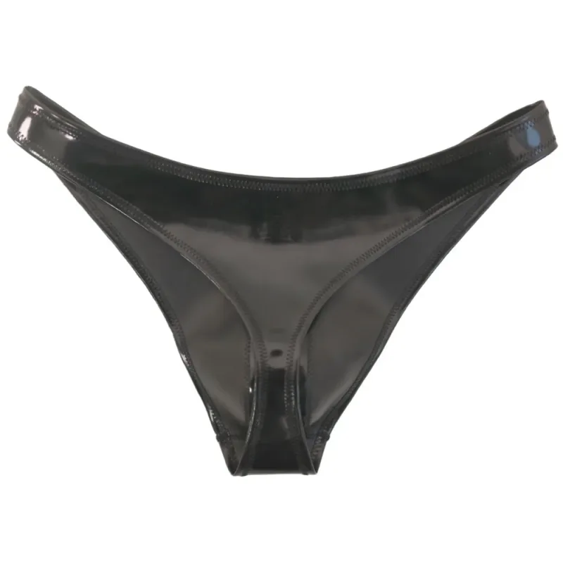 Sexy Men Double Sided PU Hot Short Shiny U Convex Briefs Sexy Lingerie G-string PVC Faux Latex Low Waist Bikini Gay Wear Plus
