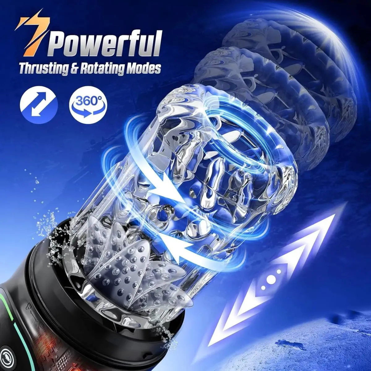 IPX7 LED Automatic Male Masturbator Cup 7 Rotating Licking Thusting Modes Pocket Pussy Stroker Blowjob Sex Toys For Men