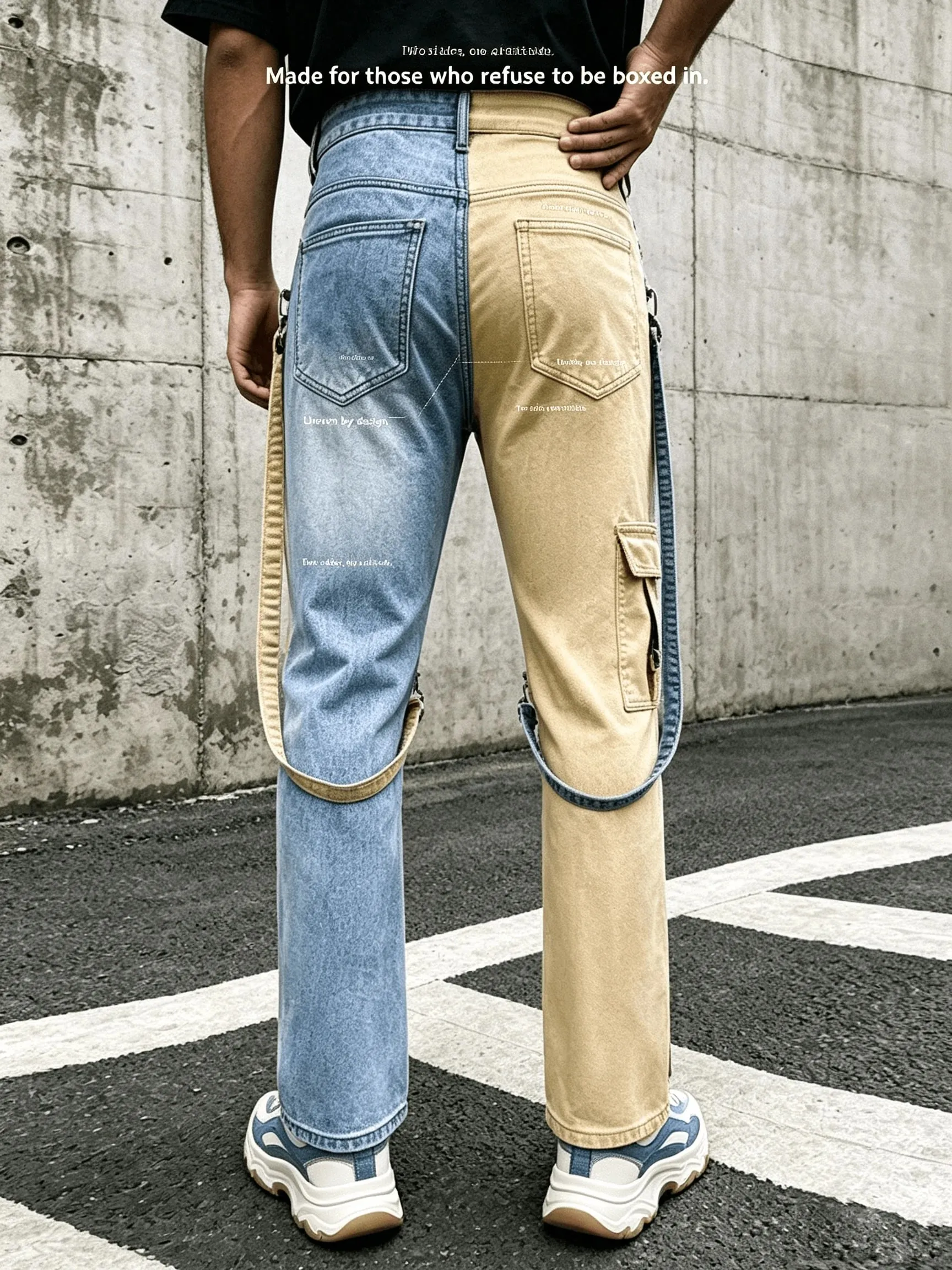 Y2K τζιν για άντρες Techwear ρετρό παντελόνι Cargo Παντελόνι τζιν με μπότα με ανοιχτόχρωμο λουράκι με αντίθεση