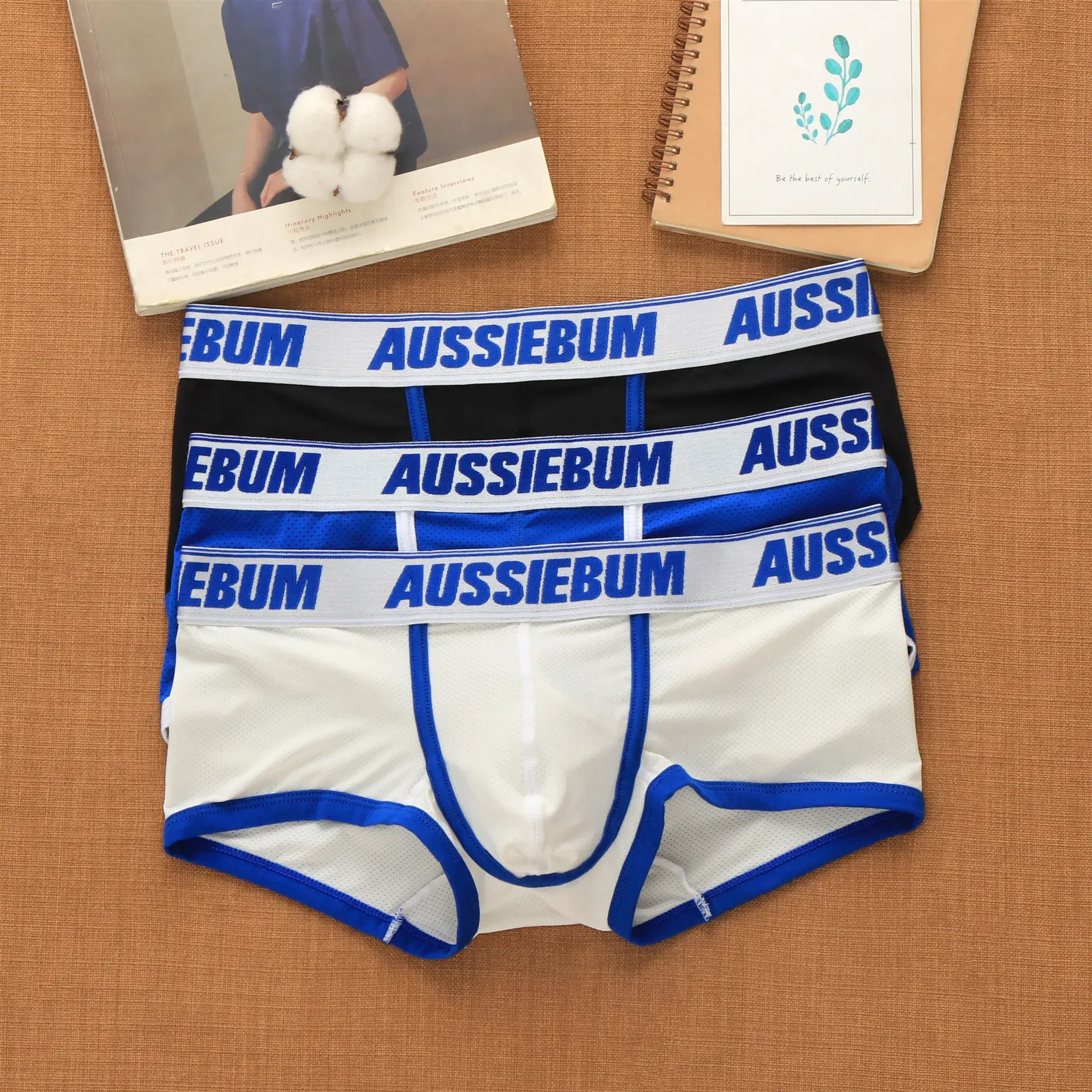 Men's mesh panties low waist fashion breathable mesh nest letter youth boxers