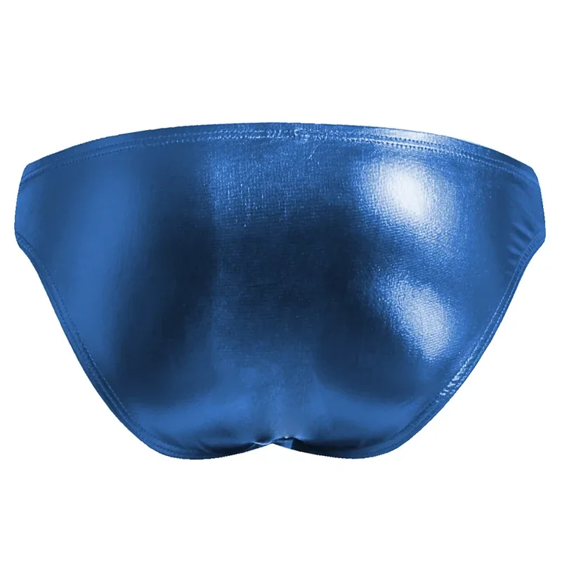 Men's Fashion Low Waist Imitation Leather Briefs with U Convex Pouch Sexy Underwear Lingerie 3PCS/2PCS/1PC Set