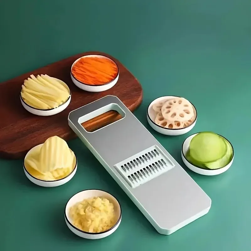 7pcs Stainless Steel Multi-Function Vegetable Slicer And Grater Set with Interchangeable Blades Manual Kitchen Gadget Tool Kit